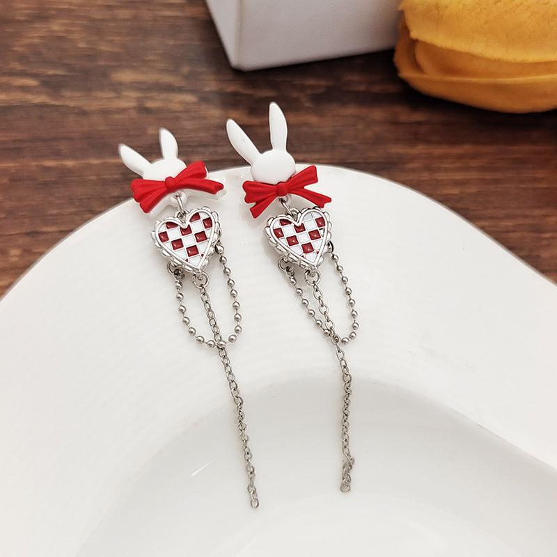 1 Pair Ig Style Cute Rabbit Heart Shape Enamel Stoving Varnish Plating Alloy Metal Copper Drop Earrings