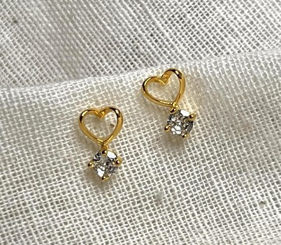 1 Pair Elegant Sweet Heart Shape Plating Inlay Sterling Silver Zircon Ear Studs