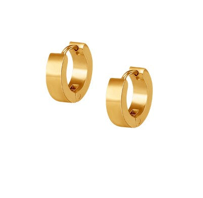 1 Pair Simple Style Geometric Solid Color Plating 202 Stainless Steel Titanium Steel 18K Gold Plated Hoop Earrings