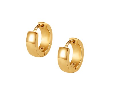 1 Pair Simple Style Geometric Solid Color Plating 202 Stainless Steel Titanium Steel 18K Gold Plated Hoop Earrings