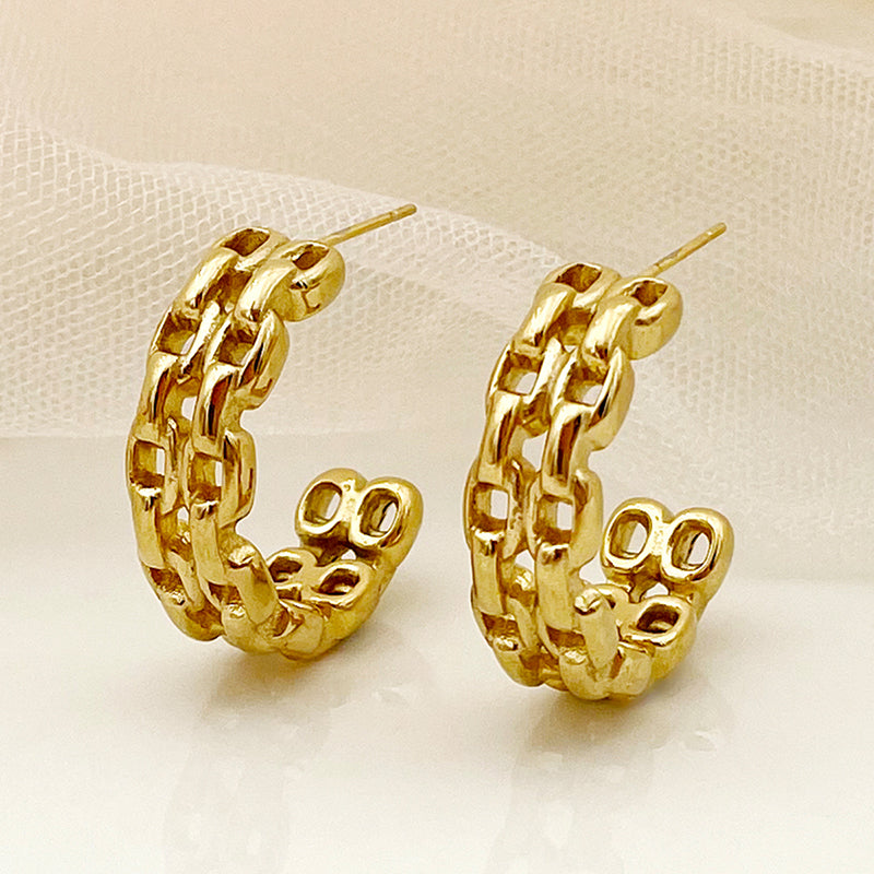 1 Pair Simple Style Chain Plating Stainless Steel Gold Plated Ear Studs
