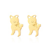 1 Pair Sweet Simple Style Sika Deer Polishing Plating Stainless Steel 18k Gold Plated Drop Earrings