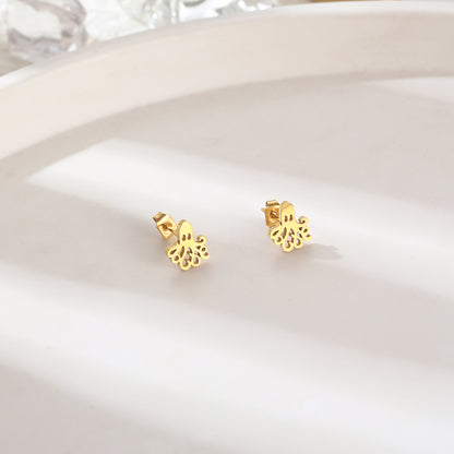 1 Pair Simple Style Octopus Polishing Plating Stainless Steel 18k Gold Plated Ear Studs