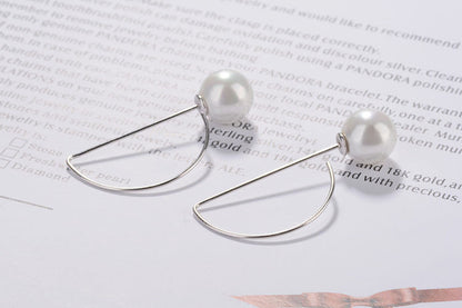 1 Pair Lady Simple Style Geometric Plating Copper White Gold Plated Drop Earrings