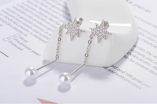 1 Pair Lady Simple Style Geometric Plating Inlay Copper Zircon White Gold Plated Drop Earrings