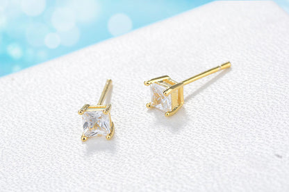 1 Pair Simple Style Solid Color Plating Inlay Copper Artificial Gemstones Gold Plated Ear Studs