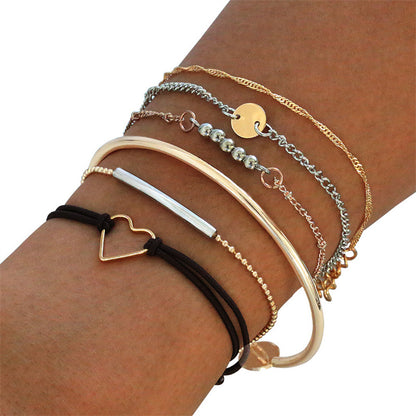 Simple Style Streetwear Round Heart Shape Solid Color 18k Gold Plated Silver Plated Rhinestones Zircon Alloy Iron Copper Wholesale Bracelets