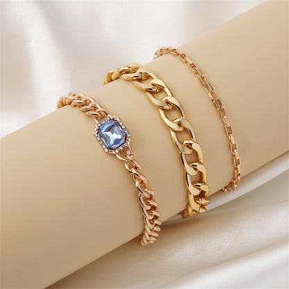 Simple Style Streetwear Round Heart Shape Solid Color 18k Gold Plated Silver Plated Rhinestones Zircon Alloy Iron Copper Wholesale Bracelets