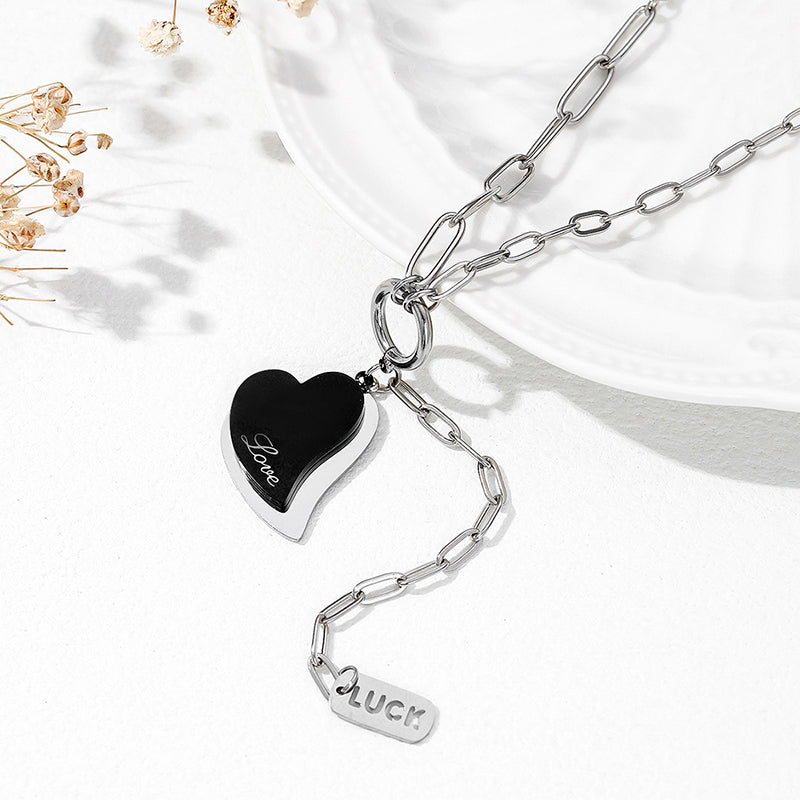 Ig Style Letter Heart Shape Stainless Steel Plating Palladium White K Gold Pendant Necklace