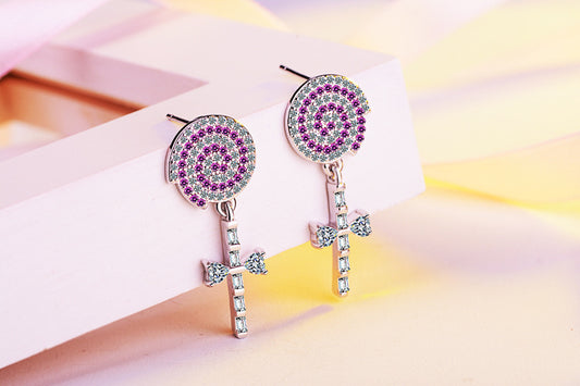 1 Pair Cute Cartoon Plating Inlay Copper Zircon White Gold Plated Ear Studs