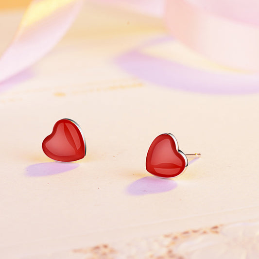 1 Pair Simple Style Heart Shape Epoxy Plating Copper Ear Studs