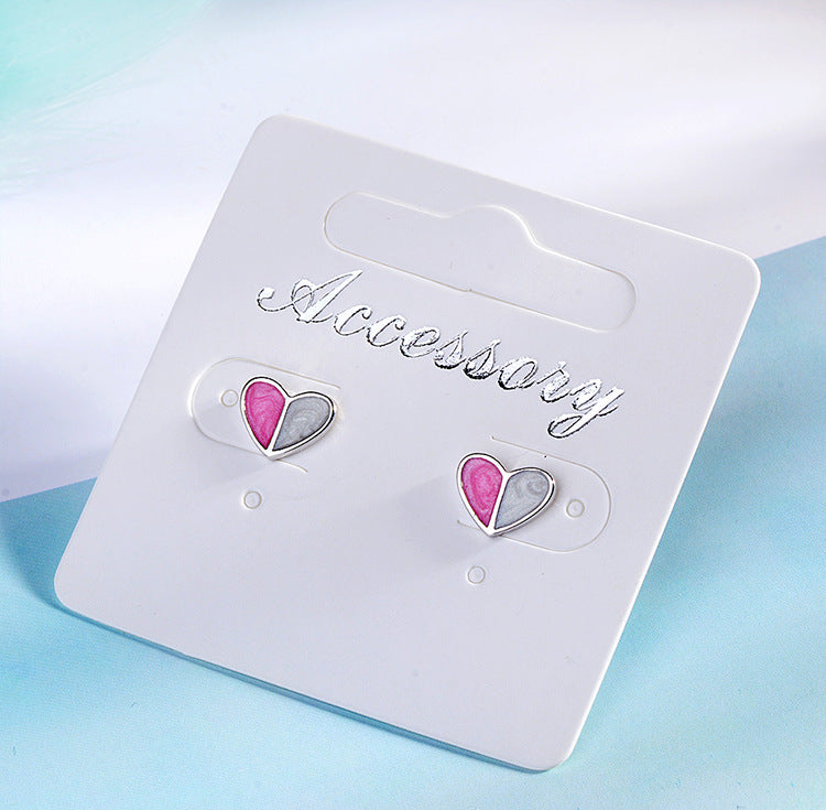1 Pair Simple Style Heart Shape Epoxy Plating Copper Ear Studs