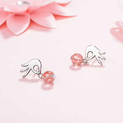 1 Pair Ig Style Simple Style Gesture Crystal Copper Drop Earrings