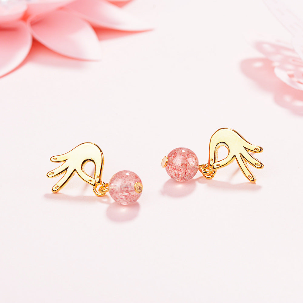 1 Pair Ig Style Simple Style Gesture Crystal Copper Drop Earrings