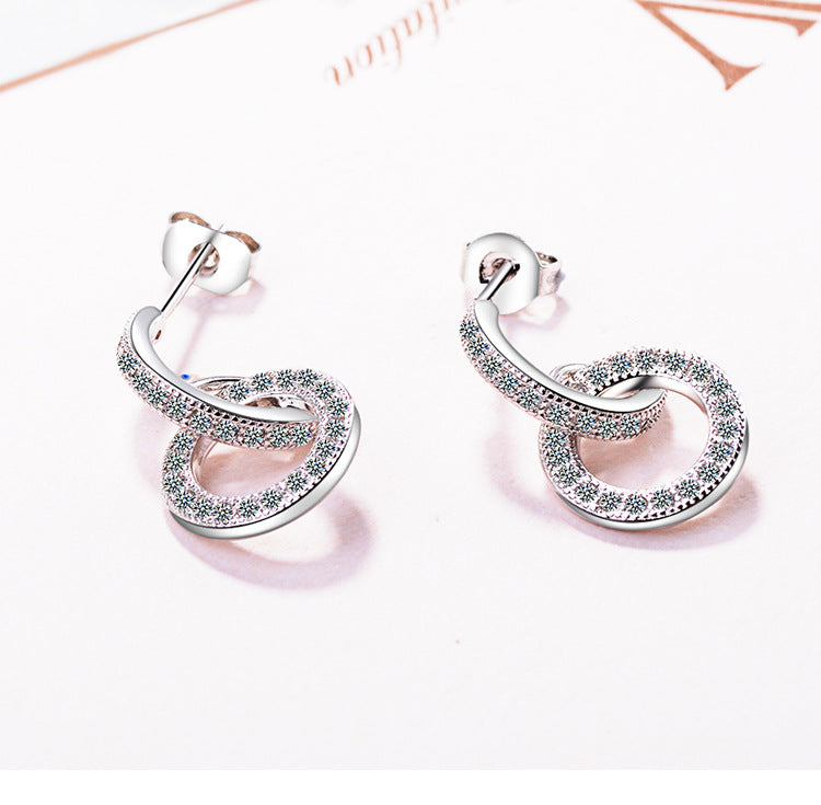 1 Pair Simple Style Circle Hollow Out Inlay Copper Zircon Drop Earrings