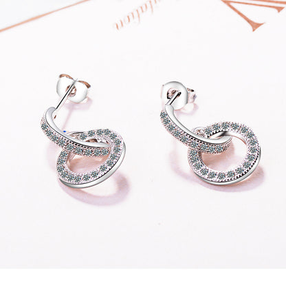 1 Pair Simple Style Circle Hollow Out Inlay Copper Zircon Drop Earrings