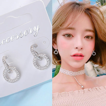 1 Pair Simple Style Circle Hollow Out Inlay Copper Zircon Drop Earrings