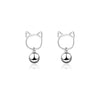 1 Pair Cute Simple Style Cat Plating Hollow Out Copper White Gold Plated Drop Earrings