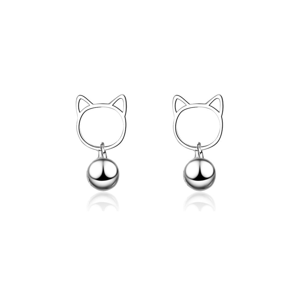 1 Pair Cute Simple Style Cat Plating Hollow Out Copper White Gold Plated Drop Earrings