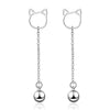 1 Pair Cute Simple Style Cat Tassel Plating Hollow Out Copper White Gold Plated Drop Earrings