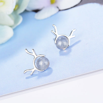 1 Pair Cute Simple Style Deer Crystal Copper Ear Studs