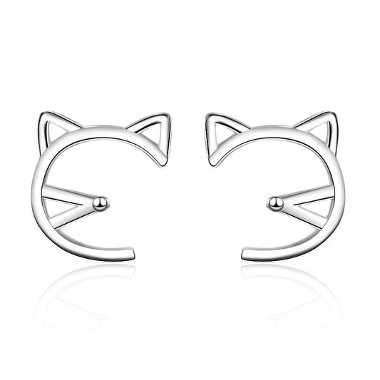 1 Pair Cute Simple Style Cat Copper White Gold Plated Ear Studs