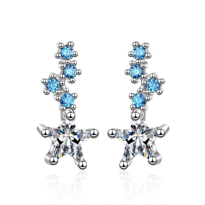 1 Piece Ig Style Shiny Star Plating Inlay Copper Zircon White Gold Plated Ear Studs