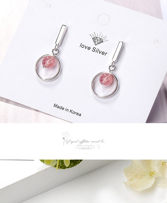 1 Piece Ig Style Simple Style Round Crystal Plating Copper White Gold Plated Drop Earrings