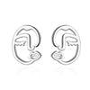 1 Pair Ig Style Simple Style Human Face Abstract Plating Hollow Out Copper White Gold Plated Ear Studs