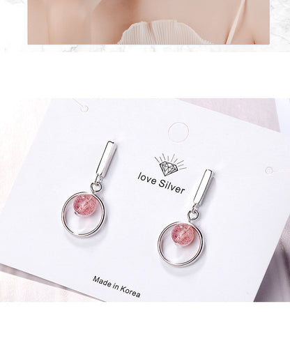 1 Piece Ig Style Simple Style Round Crystal Plating Copper White Gold Plated Drop Earrings