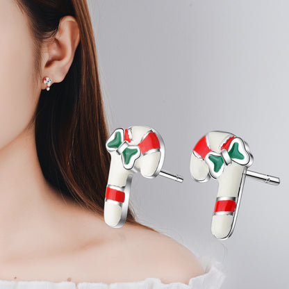 1 Pair Cute Christmas Tree Flower Snowman Epoxy Plating Inlay Copper Zircon Earrings