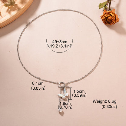 Sweet Simple Style Butterfly Shell Alloy Plating Inlay Pearl Gold Plated Women's Pendant Necklace