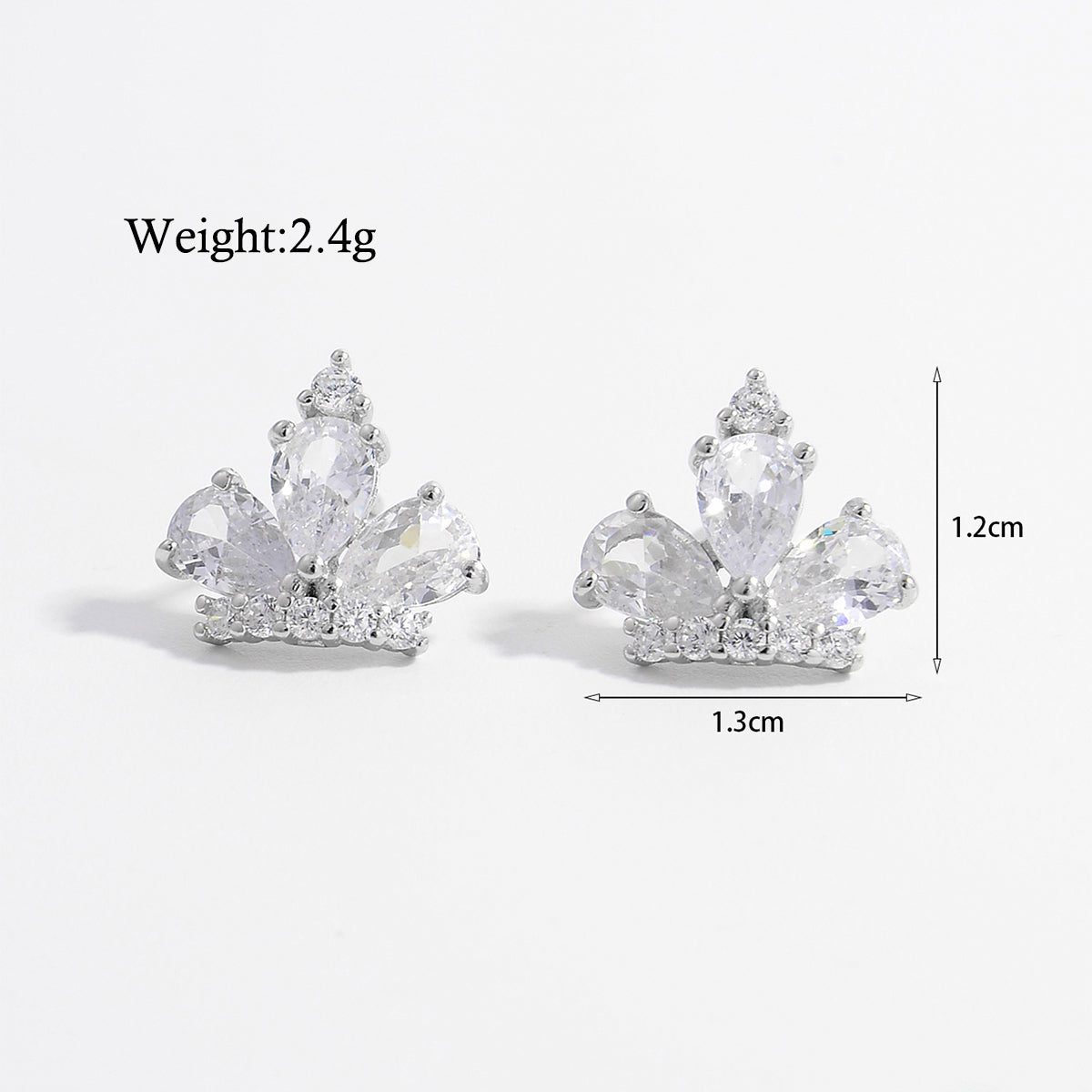 1 Pair Elegant Cute Sweet Moon Maple Leaf Crown Plating Hollow Out Inlay Sterling Silver Zircon White Gold Plated Rhodium Plated Ear Studs