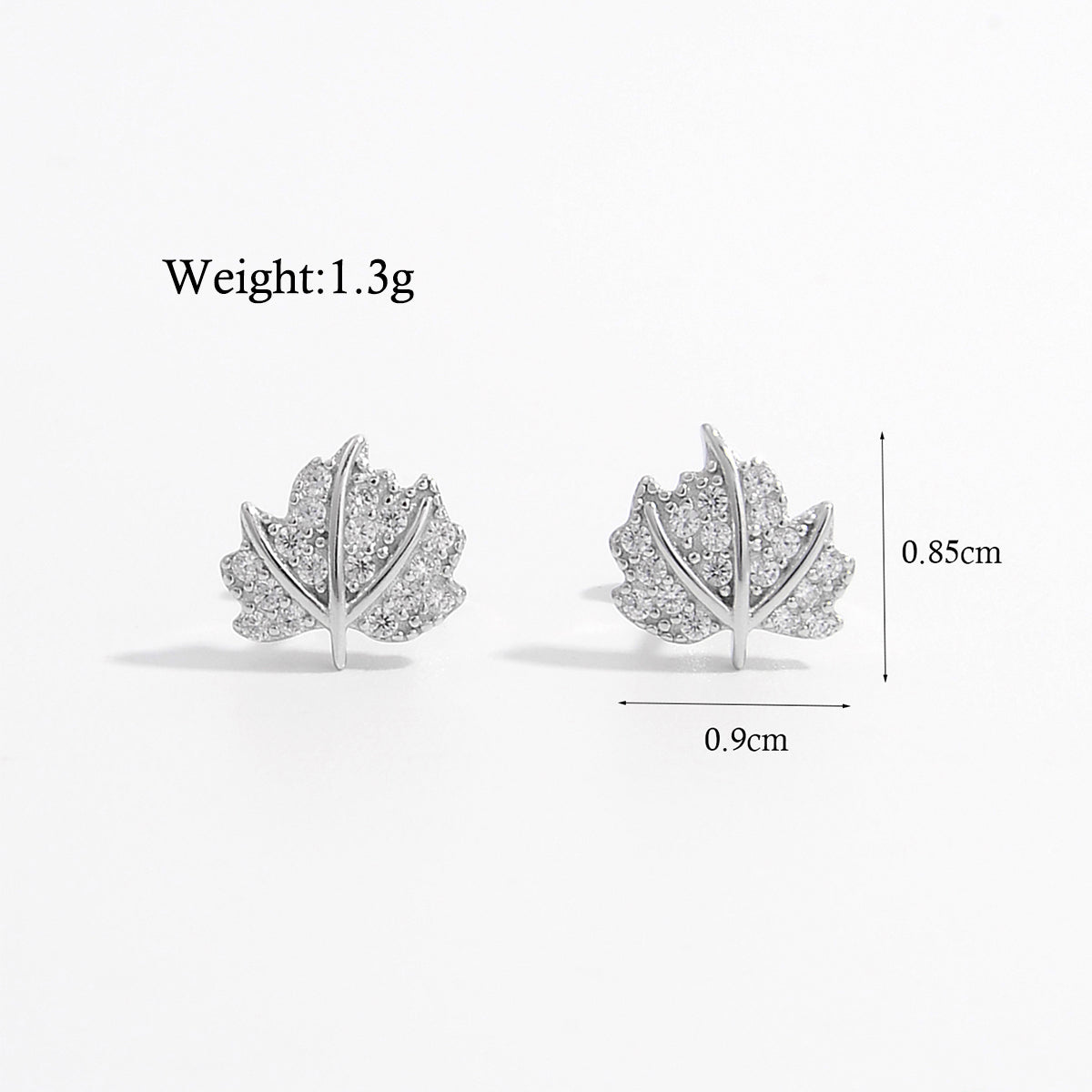 1 Pair Elegant Cute Sweet Moon Maple Leaf Crown Plating Hollow Out Inlay Sterling Silver Zircon White Gold Plated Rhodium Plated Ear Studs