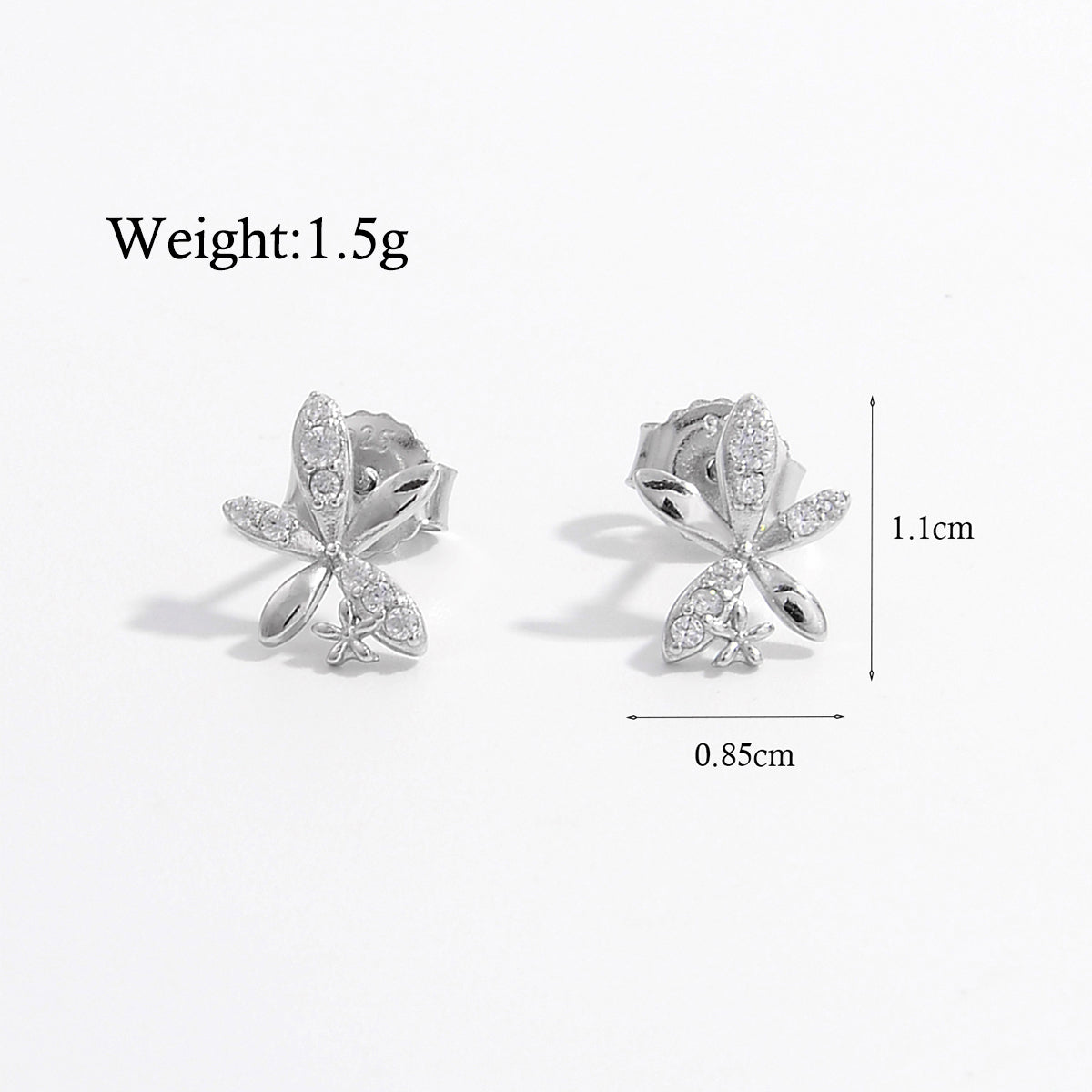 1 Pair Elegant Cute Sweet Moon Maple Leaf Crown Plating Hollow Out Inlay Sterling Silver Zircon White Gold Plated Rhodium Plated Ear Studs