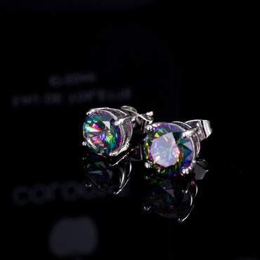 1 Pair Casual Elegant Commute Round Plating Inlay Copper Zircon 14k Gold Plated White Gold Plated Ear Studs