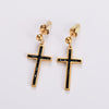 1 Pair Ig Style Simple Style Cross Plating Inlay Stainless Steel Rhinestones 18k Gold Plated Drop Earrings