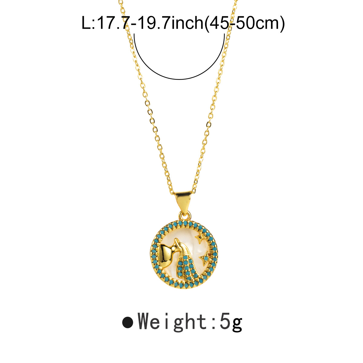 Modern Style Simple Style Round Constellation Copper Zircon Pendant Necklace In Bulk