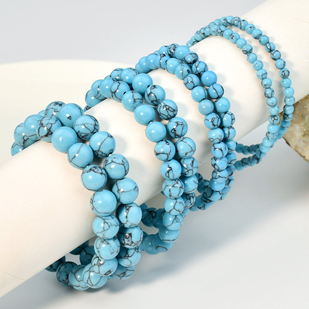 Casual Vacation Handmade Round Turquoise Beaded Unisex Bracelets