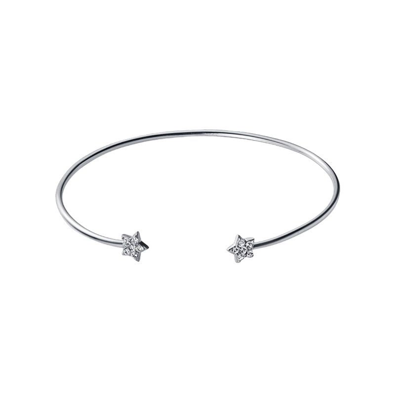 Elegant Star Solid Color Sterling Silver Plating Inlay Zircon White Gold Plated Bangle