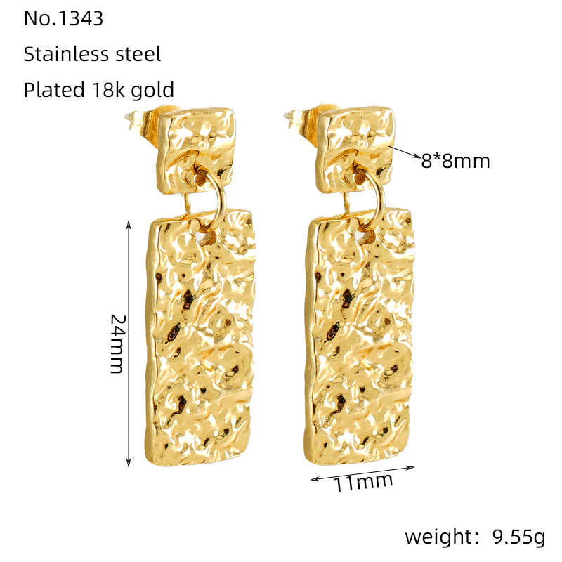 1 Pair Simple Style Commute U Shape Rectangle Polishing Plating Stainless Steel 18k Gold Plated Drop Earrings