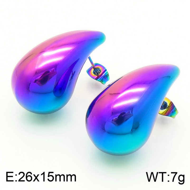 1 Pair Basic Water Droplets Plating Titanium Steel Ear Studs