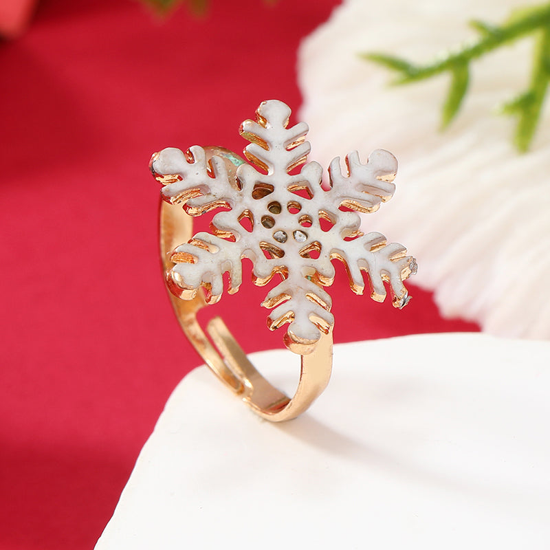 Princess Cute Christmas Tree Santa Claus Snowflake Alloy Plating Inlay Rhinestones Silver Plated Christmas Kid's Open Rings