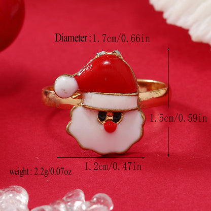 Princess Cute Christmas Tree Santa Claus Snowflake Alloy Plating Inlay Rhinestones Silver Plated Christmas Kid's Open Rings