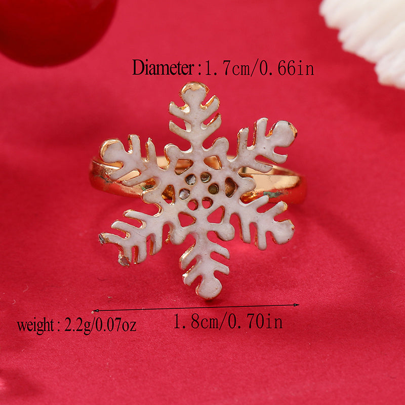 Princess Cute Christmas Tree Santa Claus Snowflake Alloy Plating Inlay Rhinestones Silver Plated Christmas Kid's Open Rings