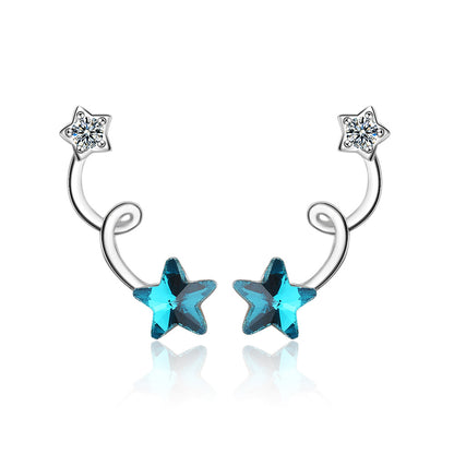 1 Pair Lady Star Plating Inlay Copper Artificial Crystal White Gold Plated Ear Studs