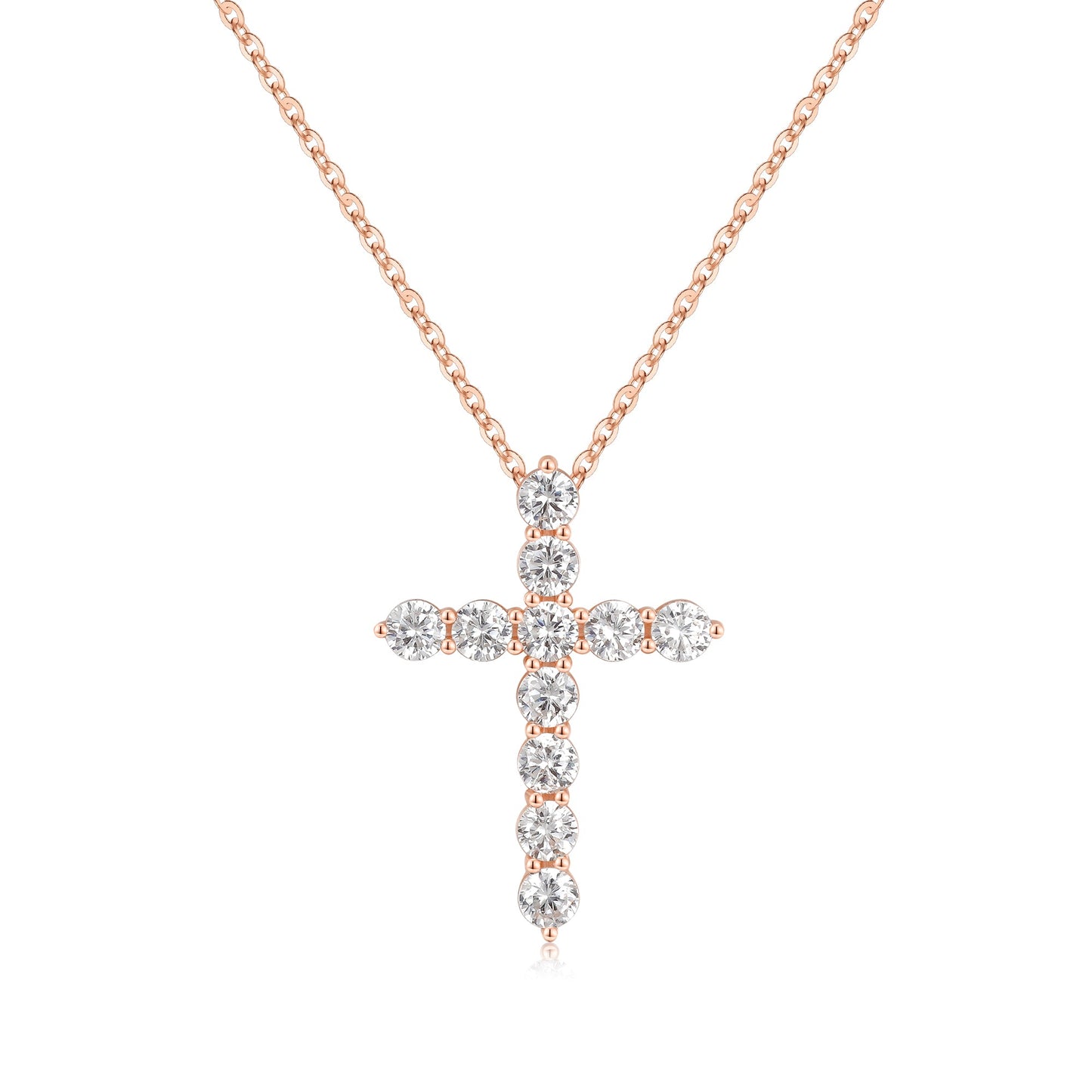 Simple Style Cross Sterling Silver Plating Inlay Zircon 14k Gold Plated Rose Gold Plated Silver Plated Pendant Necklace