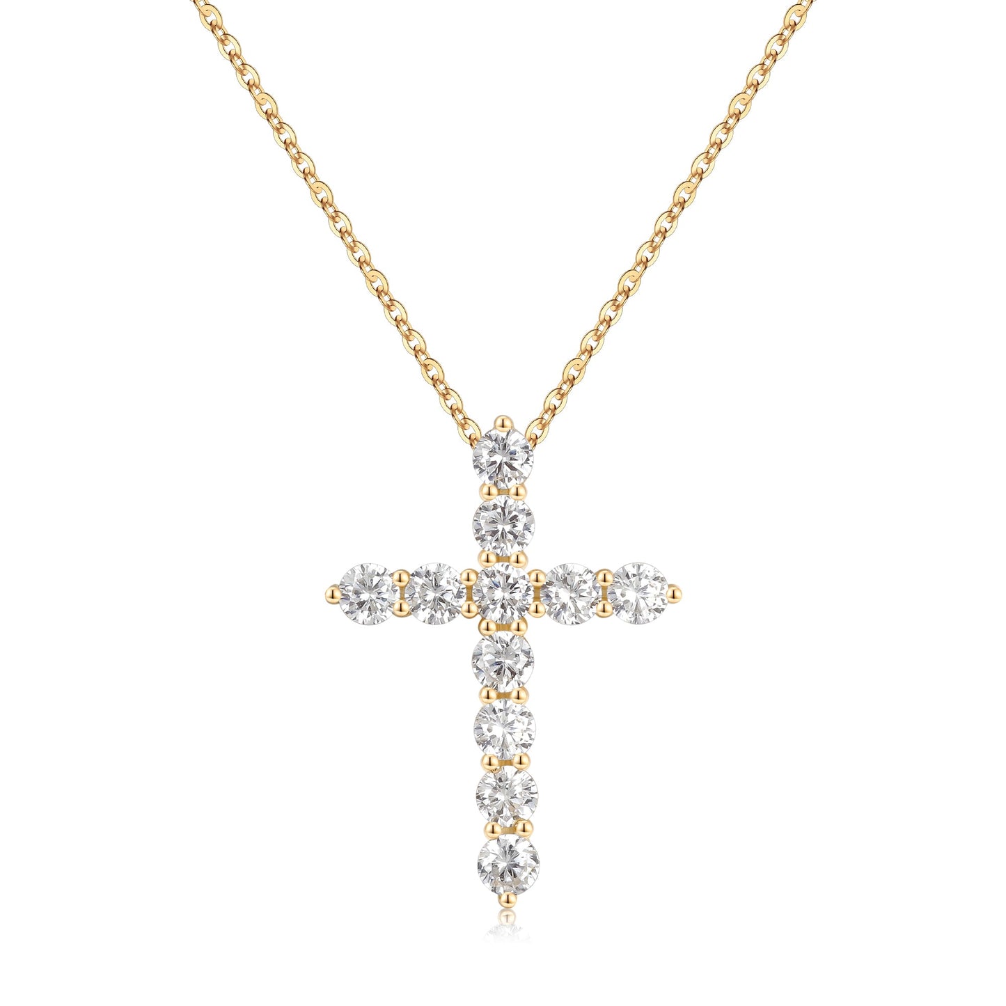 Simple Style Cross Sterling Silver Plating Inlay Zircon 14k Gold Plated Rose Gold Plated Silver Plated Pendant Necklace