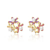 1 Pair Simple Style Flower Plating Inlay Copper Pearl Zircon 24k Gold Plated Ear Studs