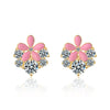 1 Pair Elegant Luxurious Commute Flower Epoxy Plating Inlay Copper Zircon White Gold Plated Ear Studs